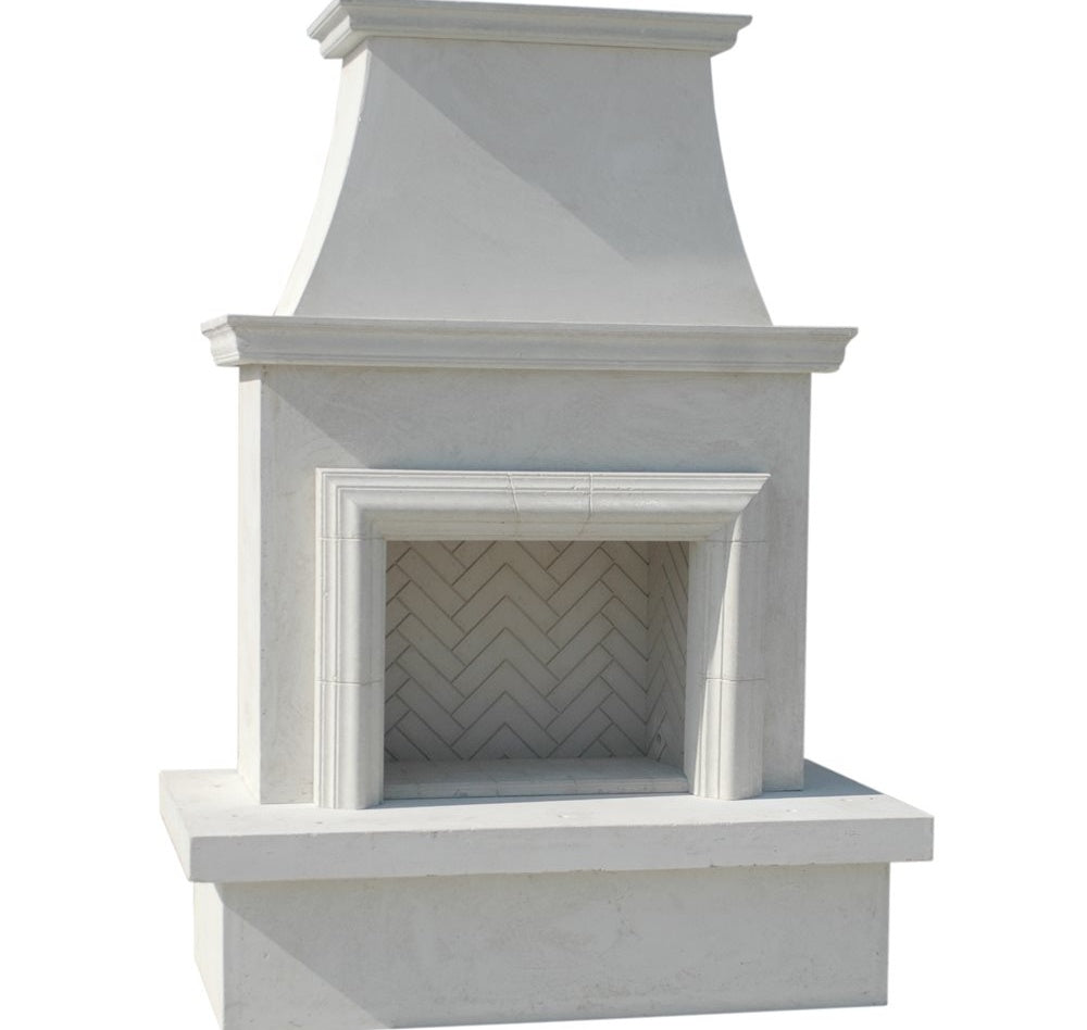 American Fyre Designs Contractors Fireplace with Moulding, 67" White Concrete GFRC