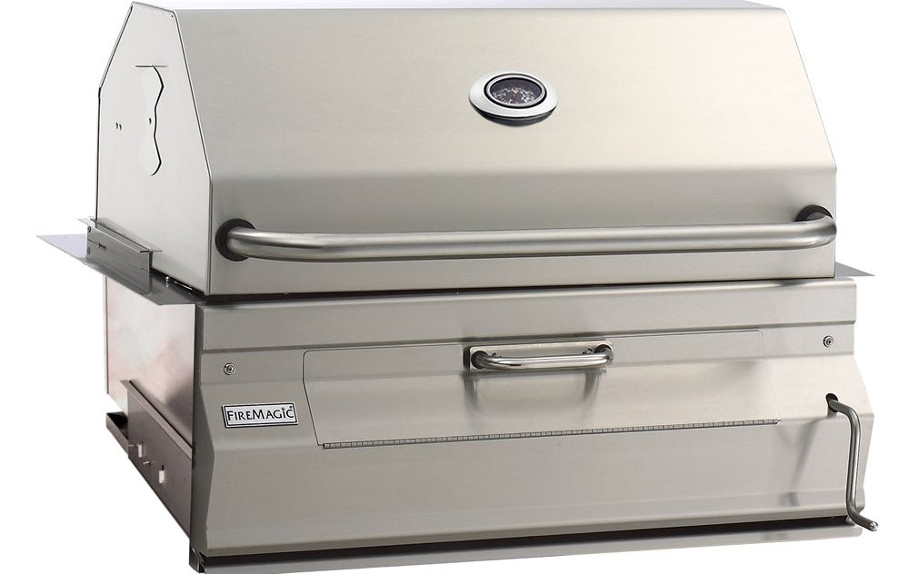 Fire Magic 24" Built-In Charcoal Grill with Smoker Hood, 304 Stainless Steel