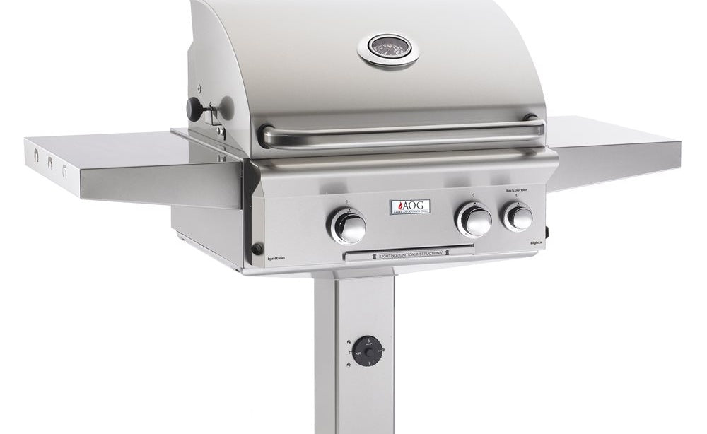 American Outdoor Grill L-Series 24-Inch In-Ground Post Mount Grill with Lights