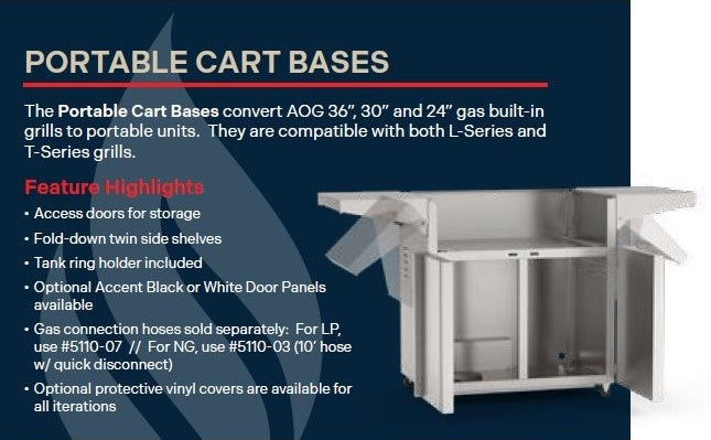 AOG 30" Portable Cart Base for Built-In Grills, 304 Stainless Steel