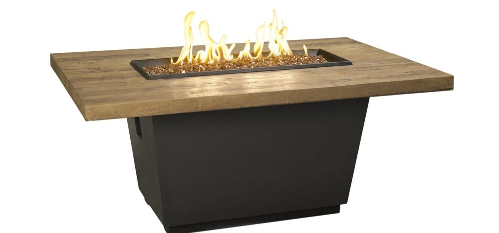 American Fyre Designs Cosmopolitan Rectangle Firetable, 54" GFRC, French Barrel Oak