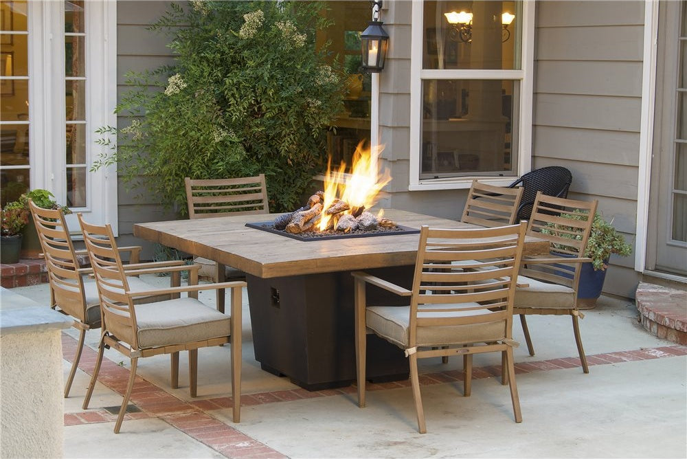 American Fyre Designs Cosmo 60" Square Firetable, French Barrel Oak GFRC