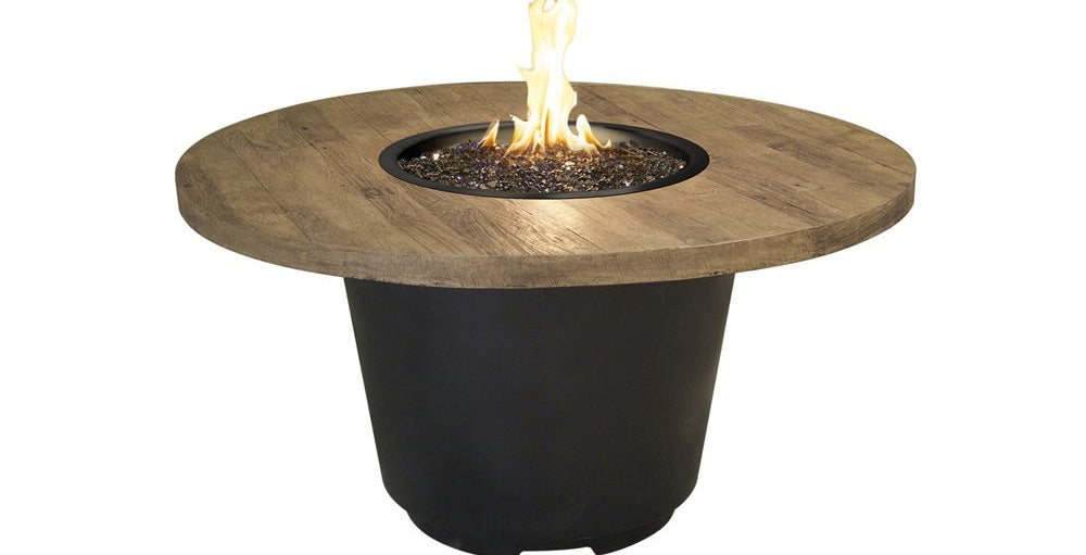 American Fyre Designs Cosmopolitan 48-Inch GFRC Fire Table, French Barrel Oak