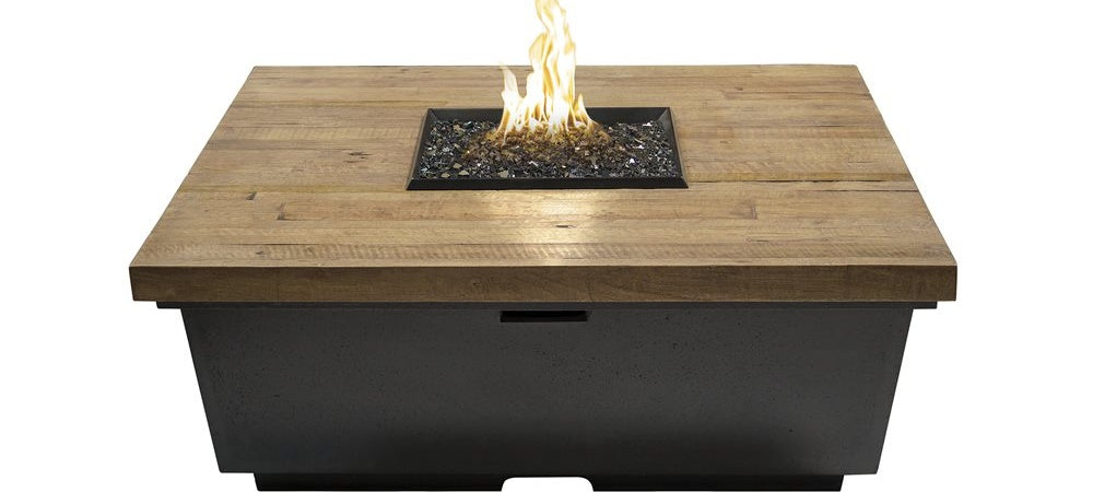 American Fyre Designs Contempo Square Firetable, 44", French Barrel Oak GFRC