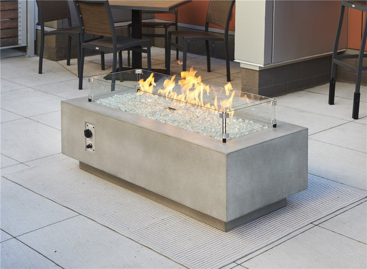 Outdoor GreatRoom Cove 54" Linear Fire Pit Table, White Supercast Concrete