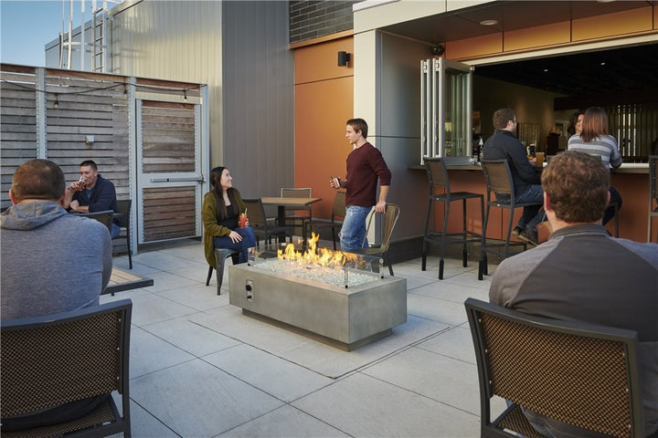 Outdoor GreatRoom Cove 54" Linear Fire Pit Table, White Supercast Concrete