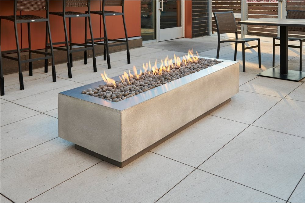 Outdoor GreatRoom Cove 72" Linear Fire Pit Table in Natural Grey Supercast™ Concrete