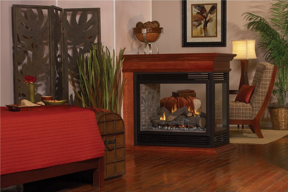 Empire Vail 36 Vent-Free Peninsula Fireplace, Three-Sided Viewing